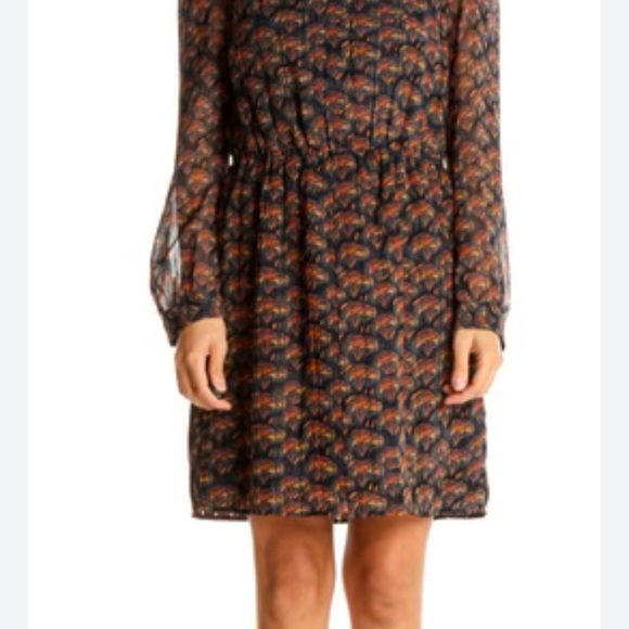 Banana Republic Belted Dress, Vintage inspired print, Navy blue, classic style - Picture 2 of 11